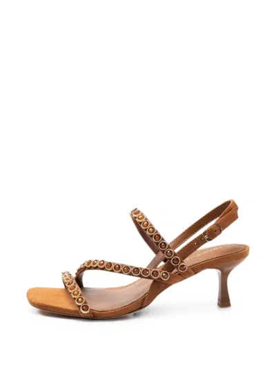 Emanuélle Vee Rosita Crystal-embellished Sandals In Brown
