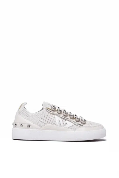 Emanuélle Vee White Leather Rubber Sole Sneakers