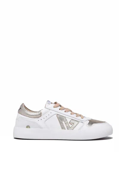 Emanuélle Vee White/gold Leather Rubber Sole Sneakers