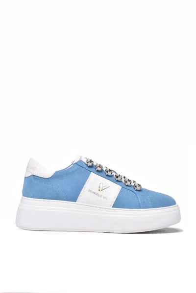 Emanuélle Vee White/sky Blue Leather Sneakers