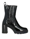 Emanuélle Vee Woman Ankle Boots Black Size 10 Leather In Black