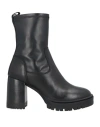 Emanuélle Vee Woman Ankle Boots Black Size 8 Leather In Black