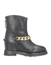 Emanuélle Vee Woman Ankle Boots Black Size 8 Leather, Textile Fibers In Black