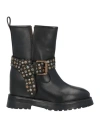 Emanuélle Vee Woman Ankle Boots Black Size 8 Leather, Textile Fibers In Black