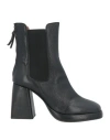 Emanuélle Vee Woman Ankle Boots Black Size 9 Soft Leather, Textile Fibers