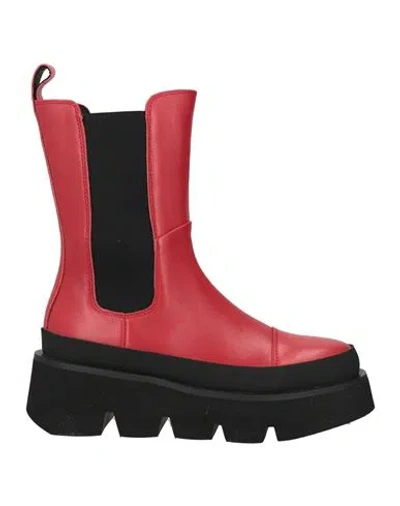 Emanuélle Vee Woman Ankle Boots Brick Size 8 Soft Leather In Red