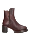 Emanuélle Vee Woman Ankle Boots Chocolate Brown Size 6 Soft Leather In Brown