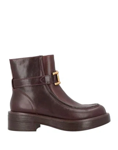 Emanuélle Vee Woman Ankle Boots Chocolate Brown Size 8 Leather