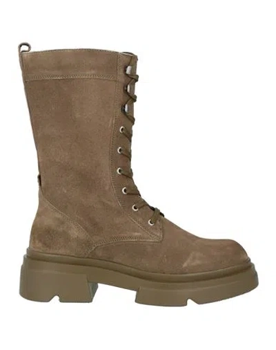 Emanuélle Vee Woman Ankle Boots Military Green Size 8 Leather In Transparent