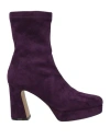 Emanuélle Vee Woman Ankle Boots Purple Size 10 Textile Fibers In Purple