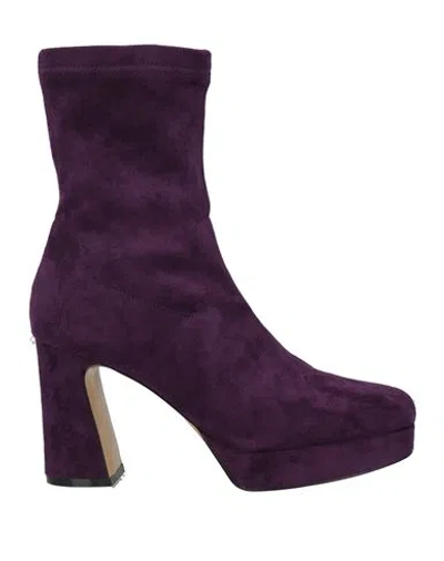 Emanuélle Vee Woman Ankle Boots Purple Size 10 Textile Fibers