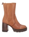 Emanuélle Vee Woman Ankle Boots Tan Size 6 Leather In Brown