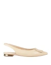 Emanuélle Vee Woman Ballet Flats Beige Size 8 Leather In Beige