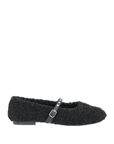 Emanuélle Vee Woman Ballet Flats Black Size 8 Textile Fibers