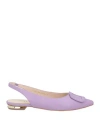 Emanuélle Vee Woman Ballet Flats Lilac Size 8 Leather In Purple