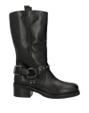 Emanuélle Vee Woman Boot Black Size 10 Leather In Black