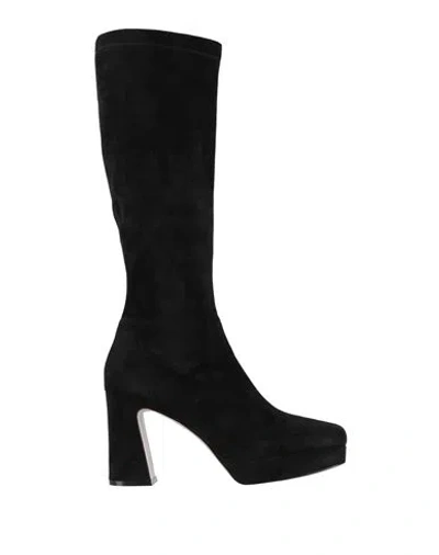 Emanuélle Vee Woman Boot Black Size 8 Leather, Textile Fibers
