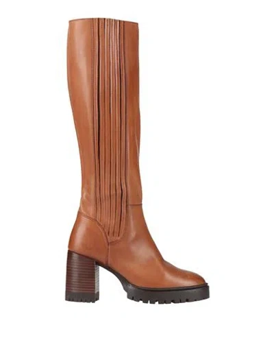 Emanuélle Vee Woman Boot Tan Size 7 Leather In Brown
