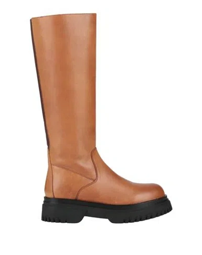 Emanuélle Vee Woman Boot Tan Size 7 Leather In Brown
