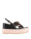 Emanuélle Vee Woman Espadrilles Black Size 7 Leather In Black