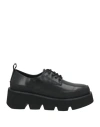 Emanuélle Vee Woman Lace-up Shoes Black Size 8 Leather In Black