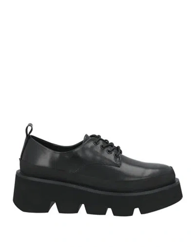 Emanuélle Vee Woman Lace-up Shoes Black Size 8 Leather