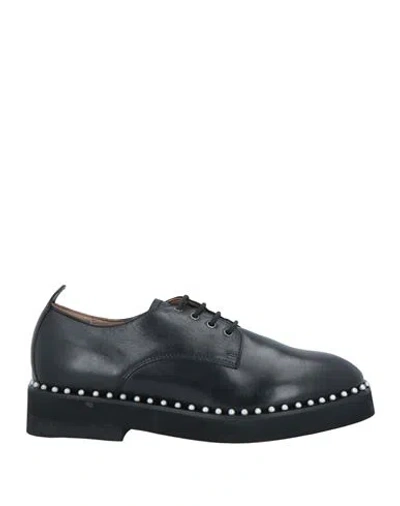 Emanuélle Vee Woman Lace-up Shoes Black Size 8 Soft Leather