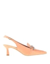 Emanuélle Vee Woman Loafers Apricot Size 8 Leather In Orange