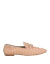 Emanuélle Vee Woman Loafers Beige Size 11 Leather