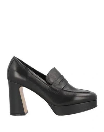 Emanuélle Vee Woman Loafers Black Size 10 Leather