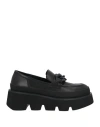 Emanuélle Vee Woman Loafers Black Size 10 Leather