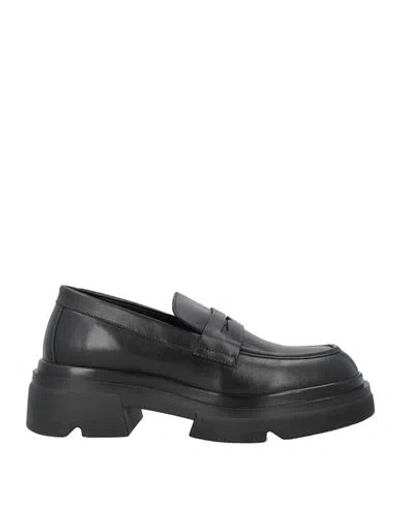 Emanuélle Vee Woman Loafers Black Size 11 Leather