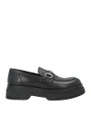 Emanuélle Vee Woman Loafers Black Size 11 Leather