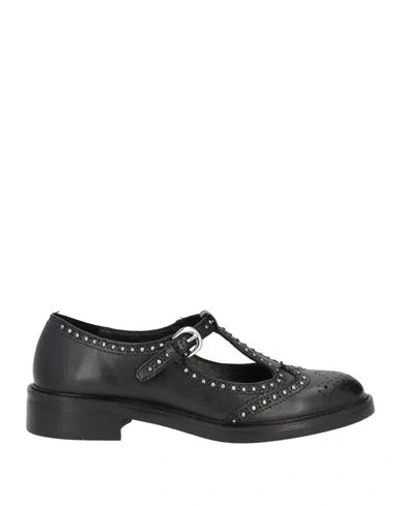 Emanuélle Vee Woman Loafers Black Size 8 Leather