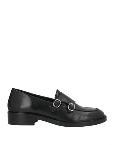Emanuélle Vee Woman Loafers Black Size 8 Leather