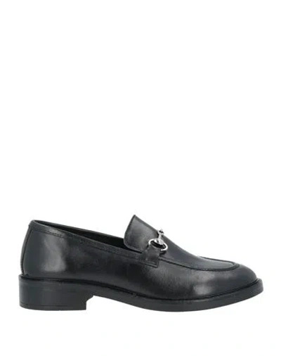 Emanuélle Vee Woman Loafers Black Size 8 Leather