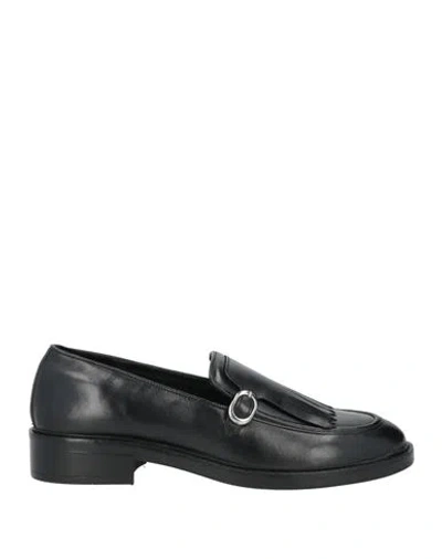 Emanuélle Vee Woman Loafers Black Size 8 Leather