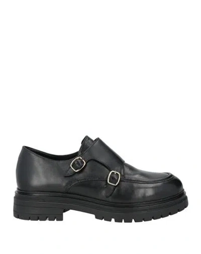 Emanuélle Vee Woman Loafers Black Size 8 Leather In Multi