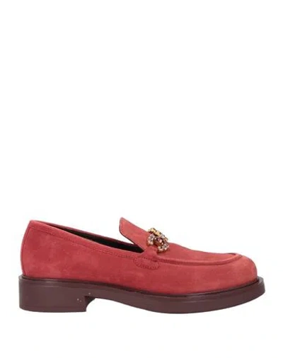 Emanuélle Vee Woman Loafers Brick Size 10 Leather