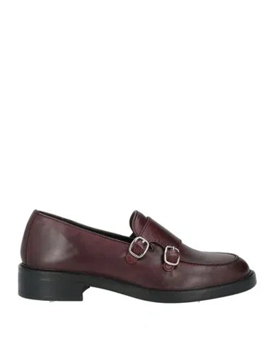 Emanuélle Vee Woman Loafers Burgundy Size 8 Leather In Red