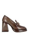 Emanuélle Vee Woman Loafers Khaki Size 10 Soft Leather In Beige