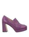 Emanuélle Vee Woman Loafers Mauve Size 8 Leather In Purple