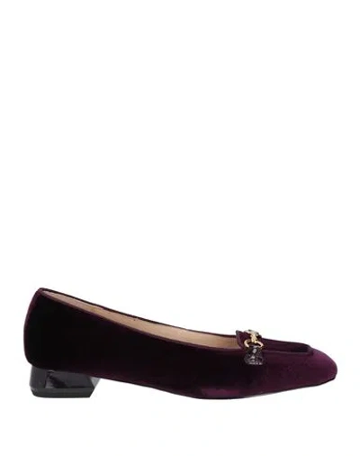 Emanuélle Vee Woman Loafers Plum Size 11 Textile Fibers In Purple