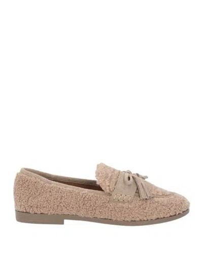 Emanuélle Vee Woman Loafers Taupe Size 8 Textile Fibers In Yellow