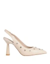 EMANUÉLLE VEE EMANUÉLLE VEE WOMAN PUMPS BEIGE SIZE 8 LEATHER