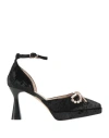 Emanuélle Vee Woman Pumps Black Size 10 Textile Fibers In Black