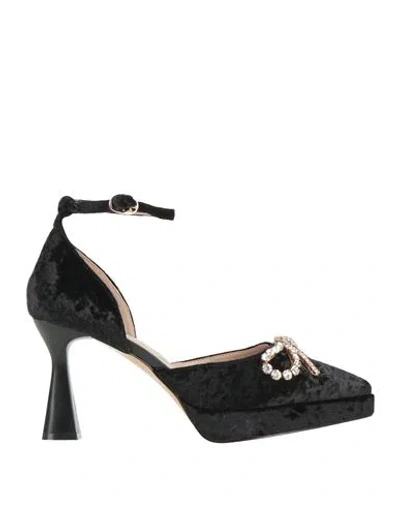 Emanuélle Vee Woman Pumps Black Size 10 Textile Fibers