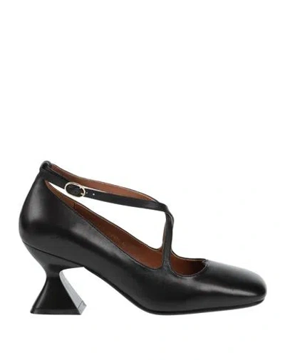 Emanuélle Vee Woman Pumps Black Size 8 Leather In Black