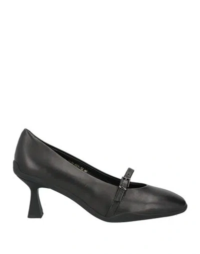 Emanuélle Vee Woman Pumps Black Size 8 Leather In Multi