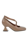 Emanuélle Vee Woman Pumps Taupe Size 8 Leather In Grey